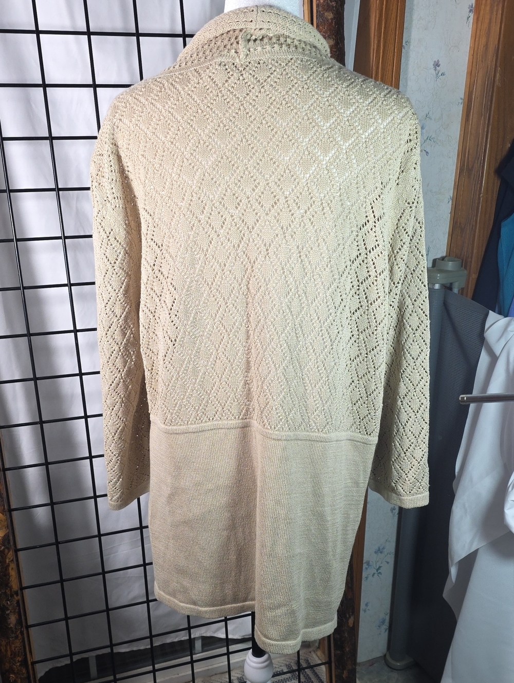 CJ Banks Taupe Open-Front Knit Cardigan with Pockets - Picture 6 of 8